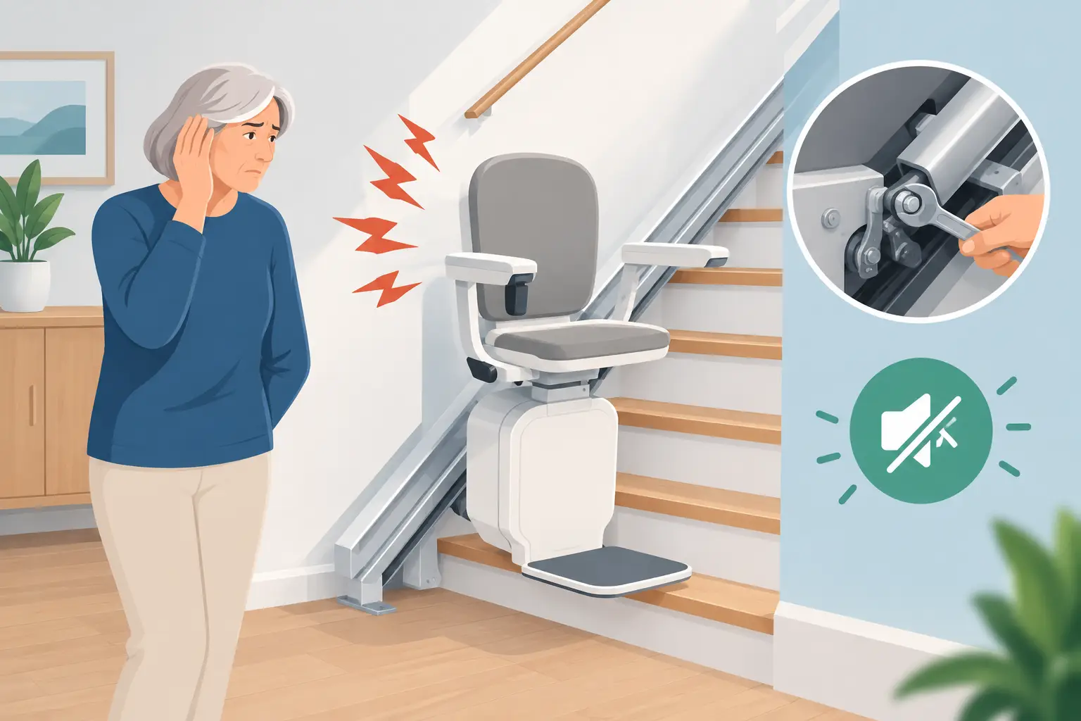 Monte-escalier bruyant : causes et solutions