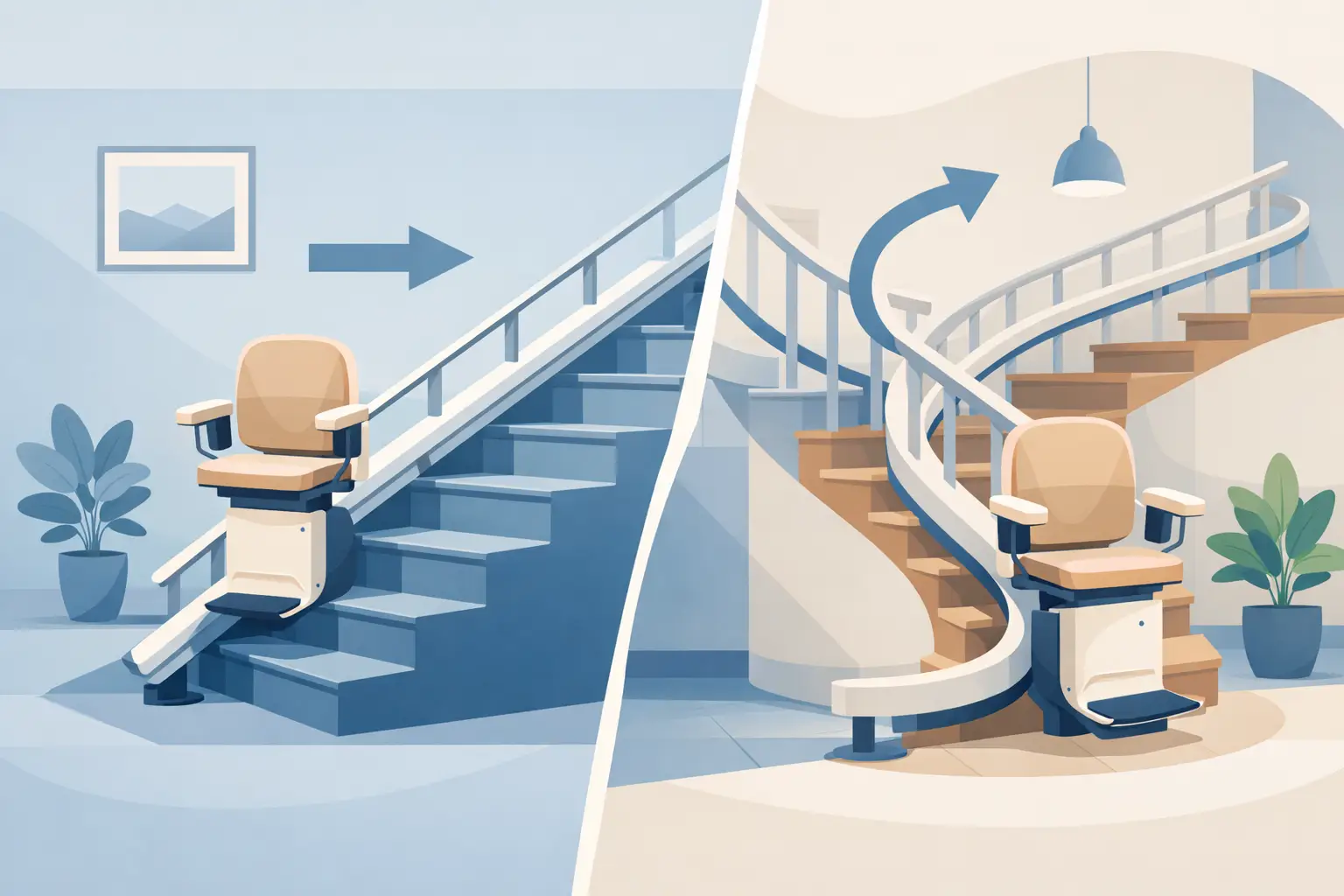 Monte escalier droit ou tournant : que choisir ?